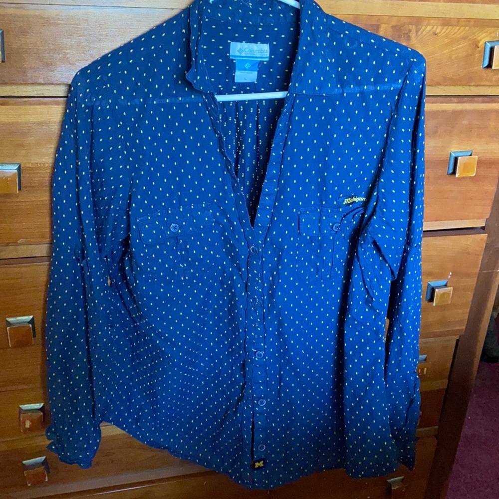 Columbia L Long Sleeve Button Up Michigan Shirt